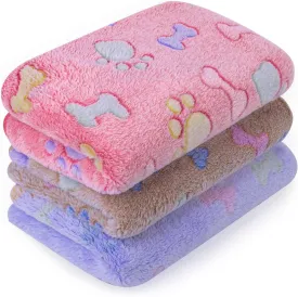 LeapSheep Pet Blankets for Dogs Cats - 3Pack Bone Pattern Super Soft Fluffy Dog Blankets for Small Medium Large Doggy Kitten (Bone, Large)