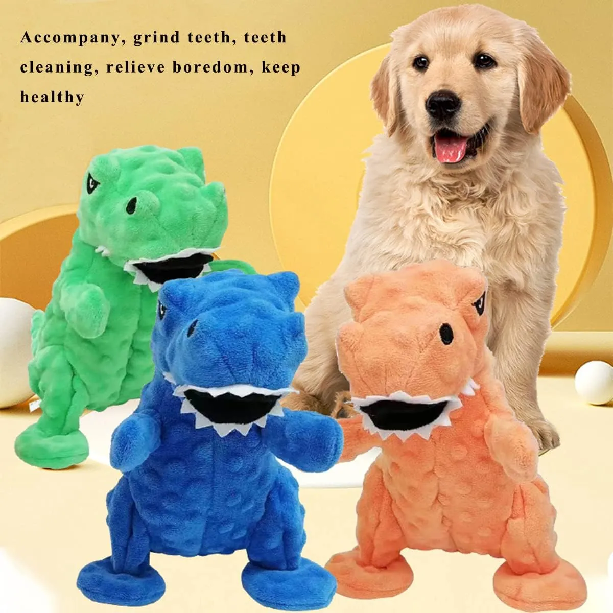 LWBMG Squeaky Dog Toys Stuffed Dog Toys Cute Dinosaur Plush Dog Toy with Crinkle Paper Durable Dog Chew Toys for Small, Middle and Large Dogs