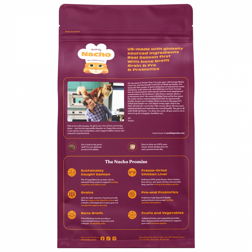 Made by Nacho Salmon & Whitefish & Pumpkin Kibble with Freeze Dried Raw Inclusions