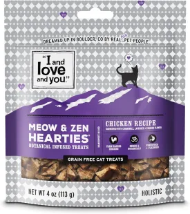 Meow and Zen Hearties, Coat Support Grain Free Cat Treats, Salmon Recipe With Omegas 3 and 6, Model Number: T11305, 4 Ounce (Pack of 8)