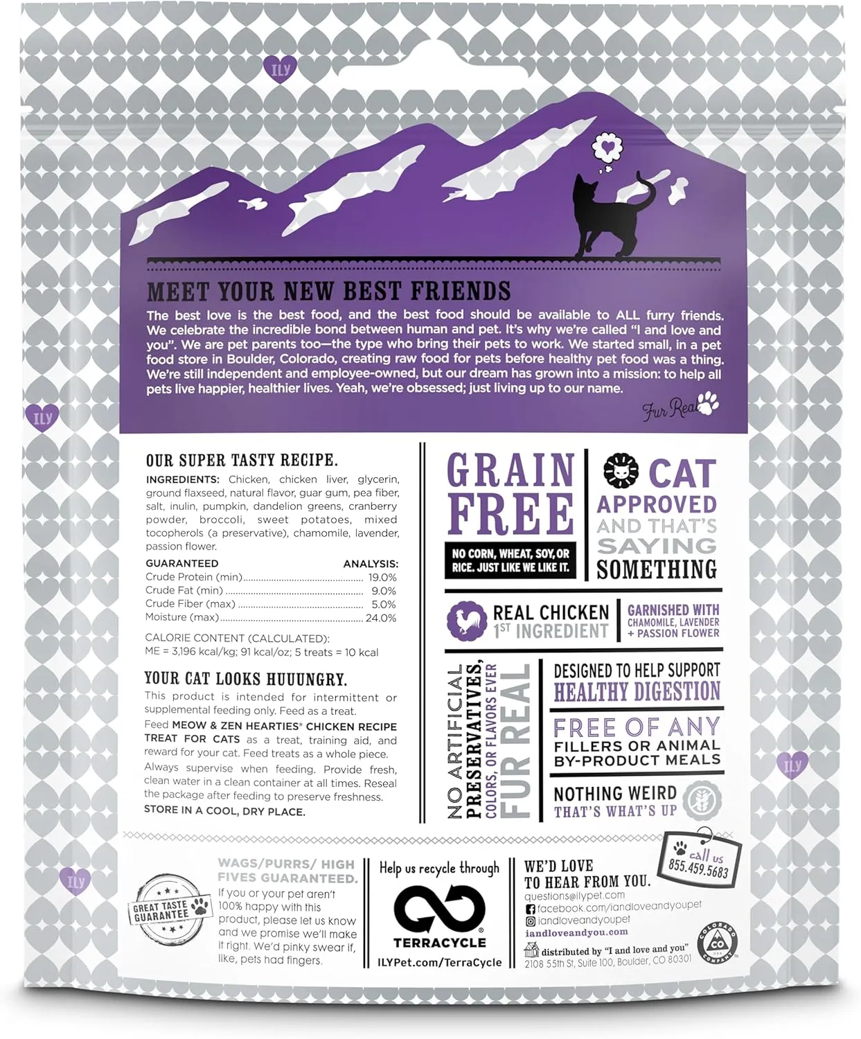 Meow and Zen Hearties, Coat Support Grain Free Cat Treats, Salmon Recipe With Omegas 3 and 6, Model Number: T11305, 4 Ounce (Pack of 8)