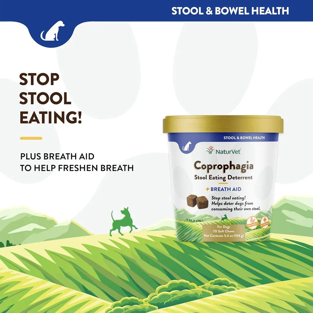 NaturVet Coprophagia Stool Eating Deterrent Plus Breath Aid Soft Chews for Dogs, 70 count