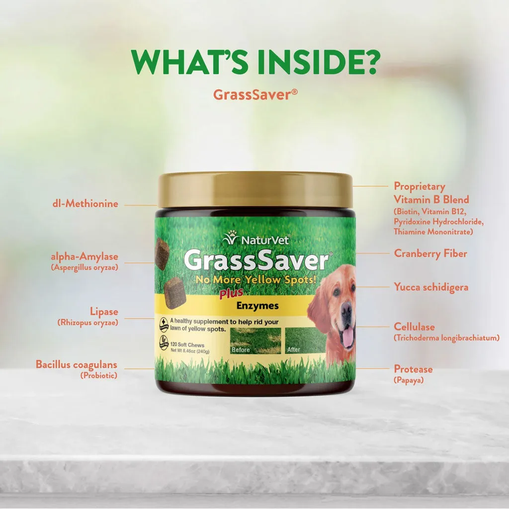 NaturVet GrassSaver Plus Enzymes Soft Chews for Dogs, 120 count