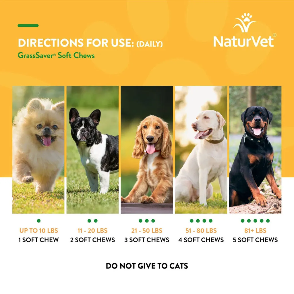 NaturVet GrassSaver Plus Enzymes Soft Chews for Dogs, 120 count