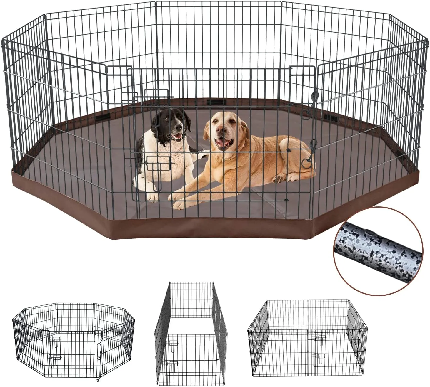 NEZUC Foldable Metal Dog Exercise Playpen Gate Fence Dog Crate 8 Panels 36 Inch Height Puppy Kennels with Bottom Pad for Animals Outdoor Indoor (with Bottom pad, 8 Panels 36" H)