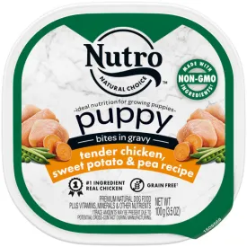 Nutro Puppy Grain Free Natural Wet Dog Food Bites in Gravy Tender Chicken, Sweet Potato & Pea Recipe, 3.5-oz Case of 24