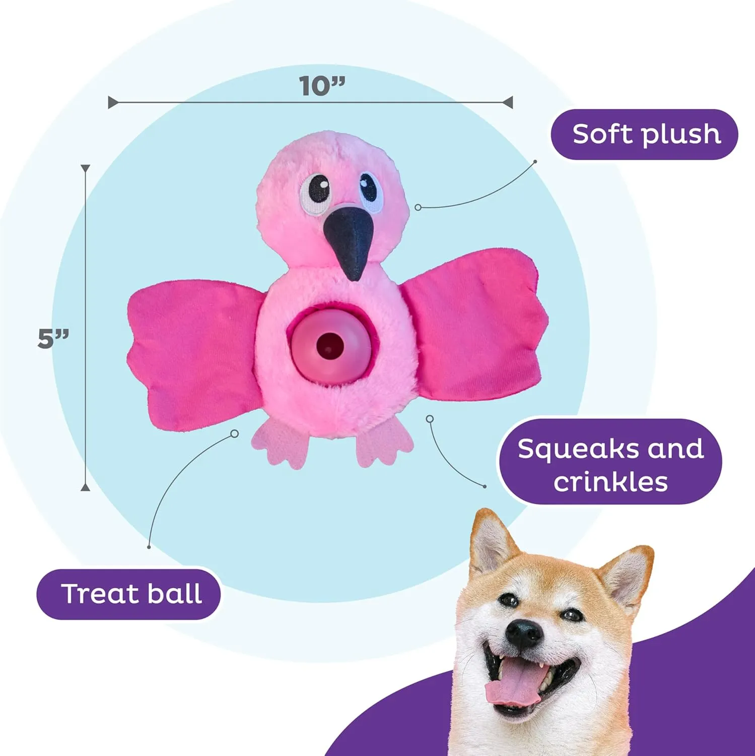 Outward Hound by Nina Ottosson Hide-Ablez Plush Dog Puzzle with Treat Ball, Flamingo, Pink