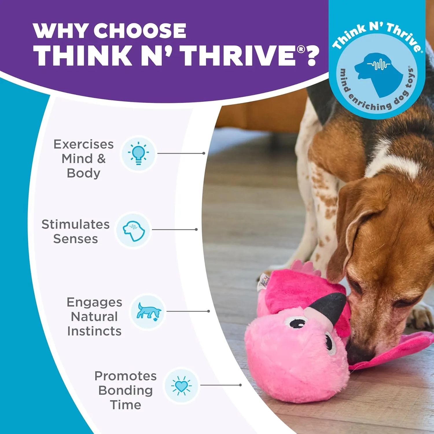 Outward Hound by Nina Ottosson Hide-Ablez Plush Dog Puzzle with Treat Ball, Flamingo, Pink