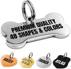 Pet ID Tags Engraved for Dog and Cat Personalized Engraved and Personalized Stainless Steel ID Tags Custom Tags 48 Types of Tags