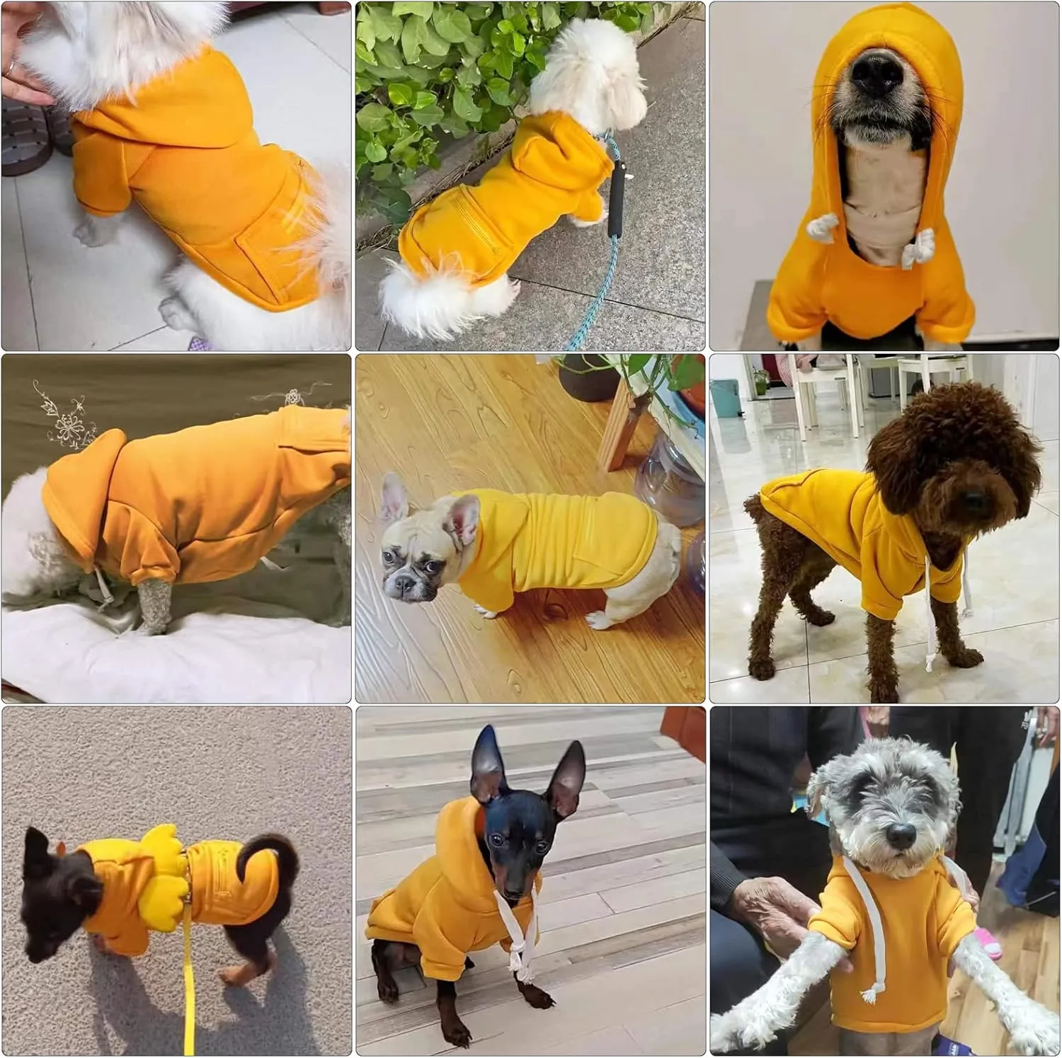 PETCARE Dog Hoodie - Yellow Winter Warm Fleece Hooded Sweatshirt with Pocket - Small Dog Clothes - Chihuahua, Yorkies, French Bulldog Outfits - Cold Weather Coats