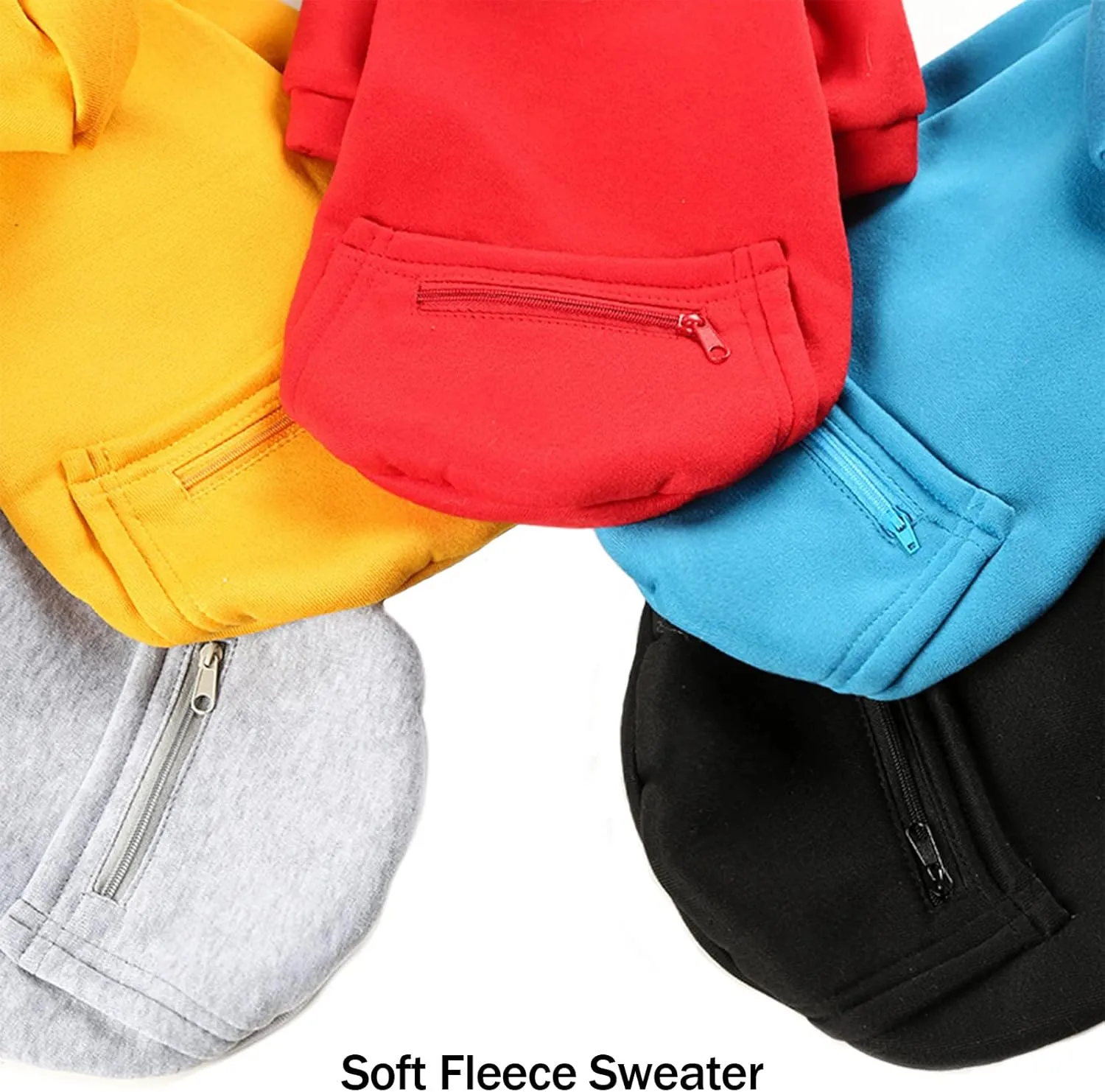 PETCARE Dog Hoodie - Yellow Winter Warm Fleece Hooded Sweatshirt with Pocket - Small Dog Clothes - Chihuahua, Yorkies, French Bulldog Outfits - Cold Weather Coats