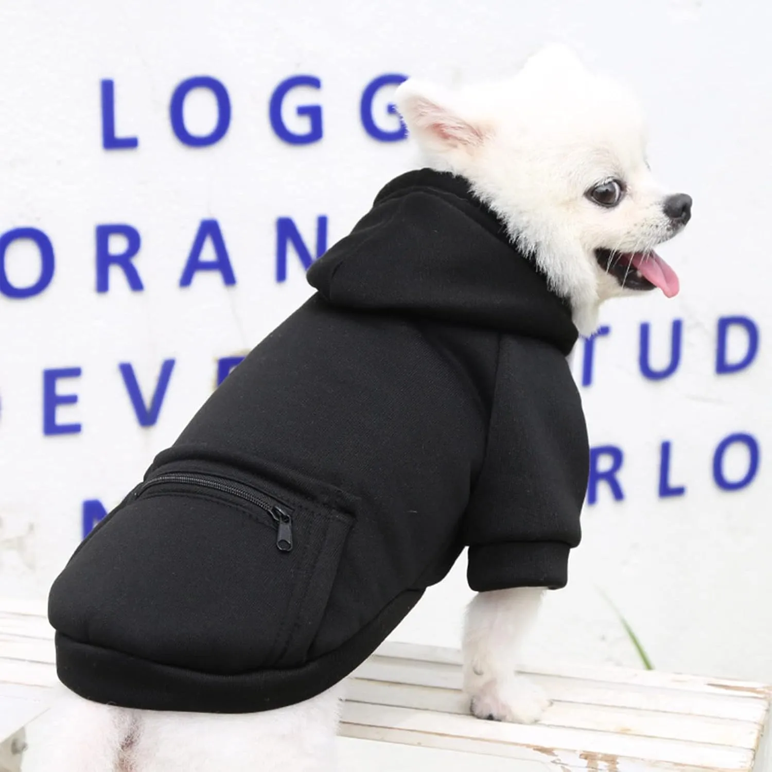 PETCARE Small Dog Hoodie Cat Sweater Black Warm Soft Fleece Sweatshirts with Pocket Fall Winter Puppy Sweaters Cat Clothes for Cats Only Chihuahua Yorkies French Bulldog Outfits Pet Hooded Costume