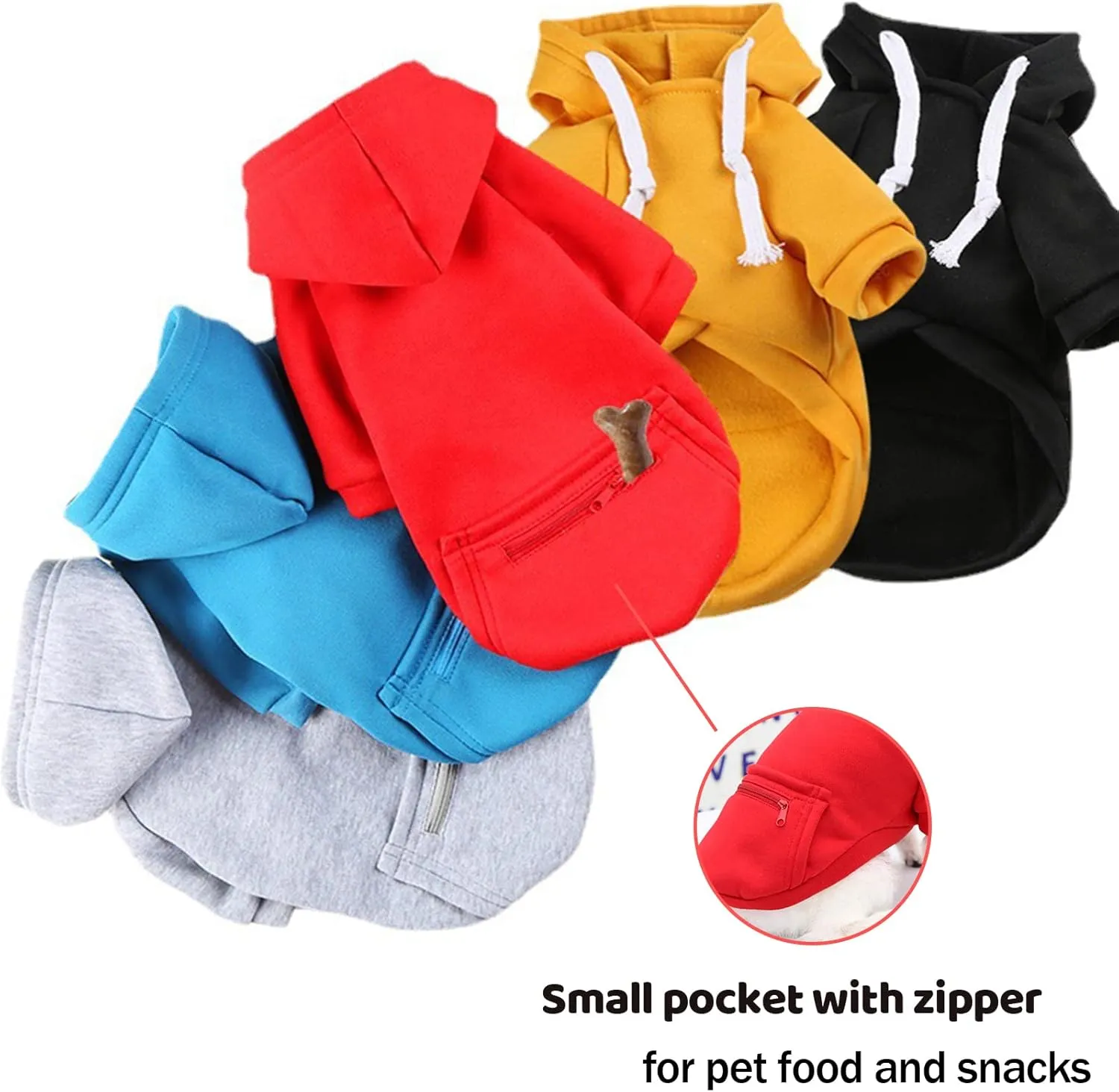 PETCARE Small Dog Hoodie Cat Sweater Black Warm Soft Fleece Sweatshirts with Pocket Fall Winter Puppy Sweaters Cat Clothes for Cats Only Chihuahua Yorkies French Bulldog Outfits Pet Hooded Costume