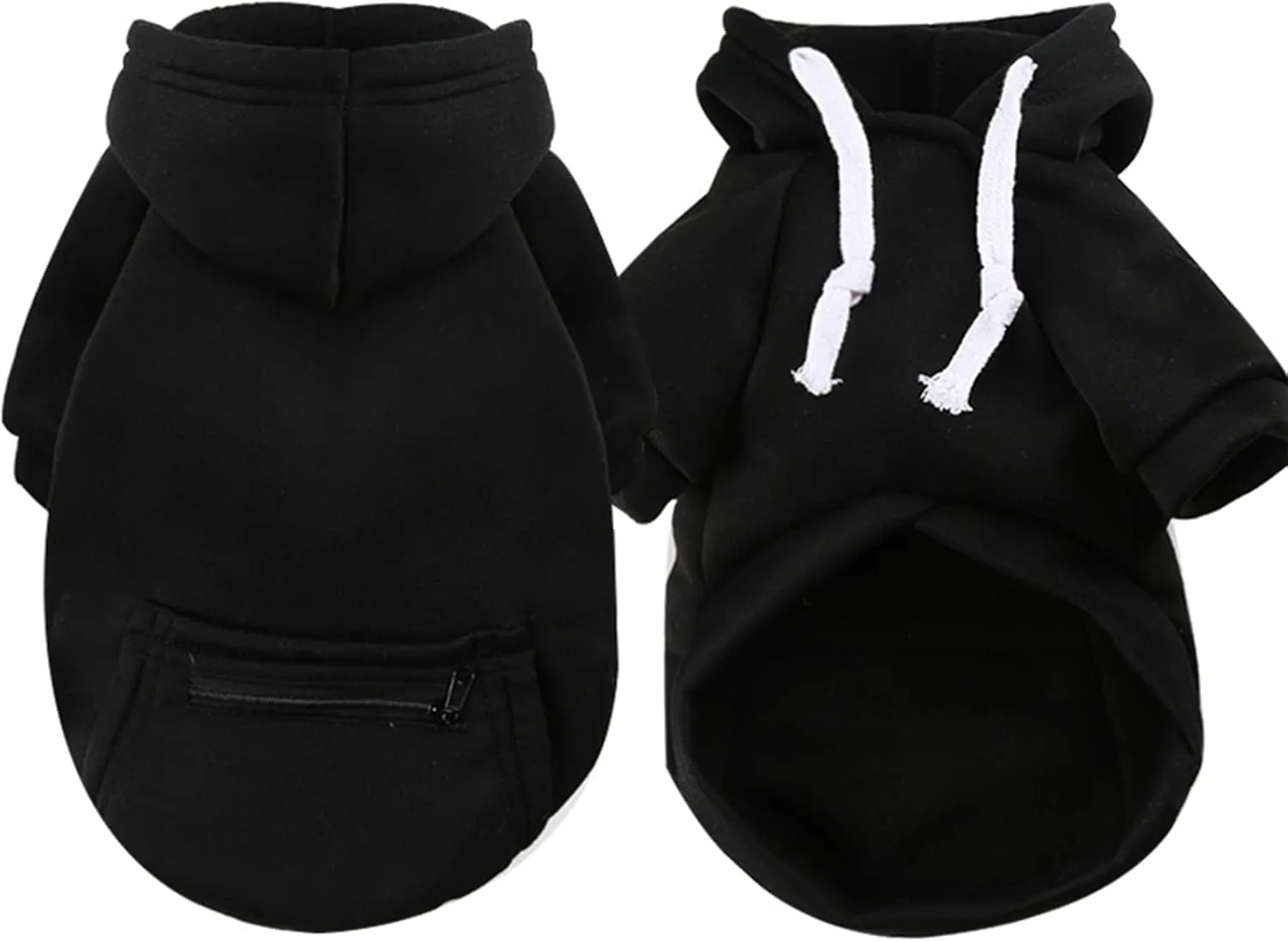 PETCARE Small Dog Hoodie Cat Sweater Black Warm Soft Fleece Sweatshirts with Pocket Fall Winter Puppy Sweaters Cat Clothes for Cats Only Chihuahua Yorkies French Bulldog Outfits Pet Hooded Costume