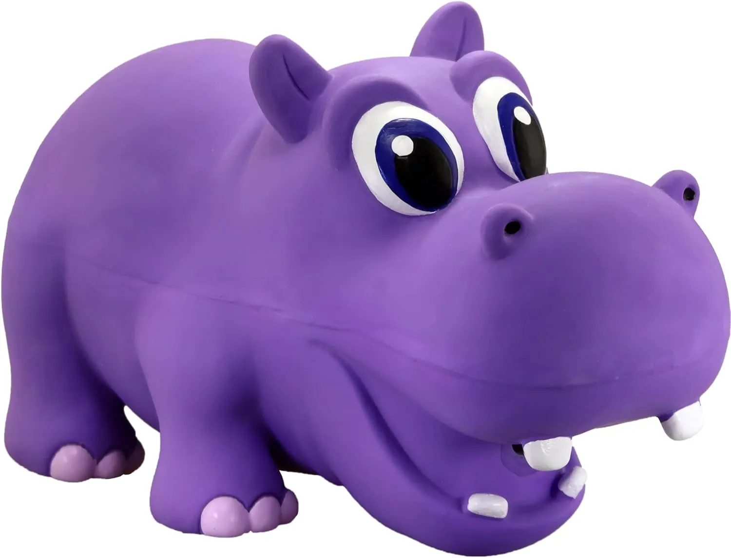 PetSport Naturflex Large Hippo Latex Dog Chew Toy | All-Natural Soft, Squeaky, Non-Toxic Rubber Chew Toy | Safe for Indoor Play | 8.5"