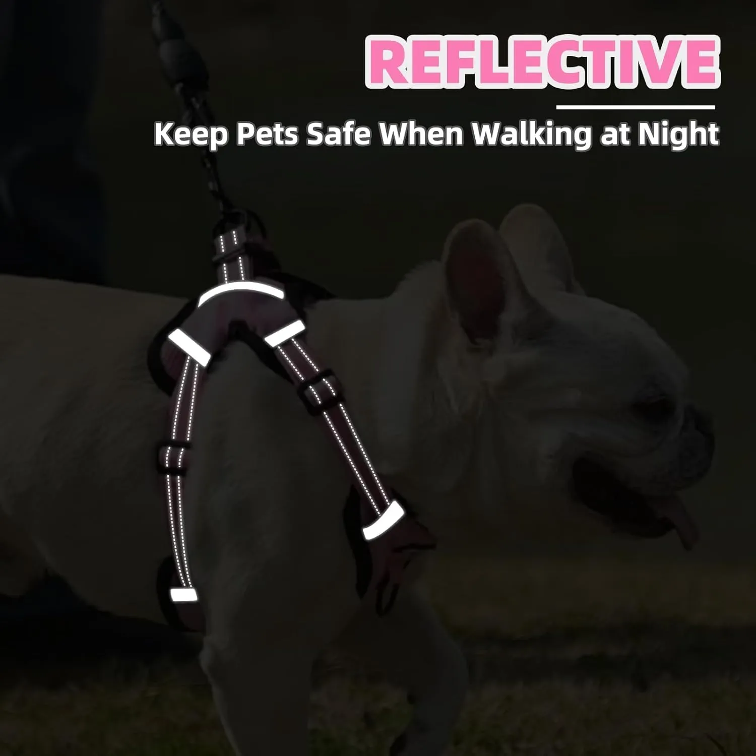 PUPTECK No Pull Dog Harness Small Medium Sized Dog, Adjustable Reflective Escape Proof Easy Control, Comfortable Soft Padded Step in Pet Vest Harness, Pink, M