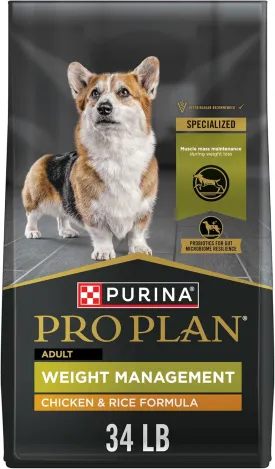 Purina Pro Plan Weight Management Dry Dog Food Chicken and Rice Formula - 34 lb. Bag