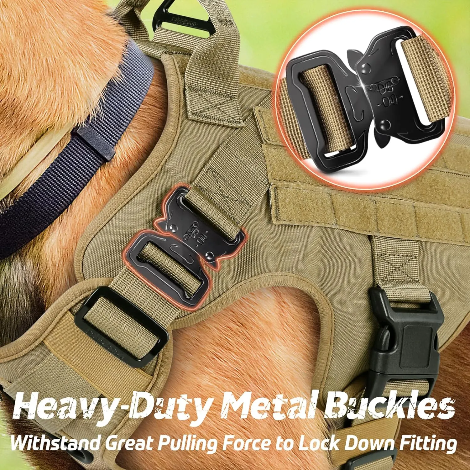 rabbitgoo Tactical Dog Harness for Small, Heavy Duty Pet Harness with Handle, No-Pull Service Vest Small Breed, Adjustable Military Dog Vest for Training Hunting Walking, Brown, S