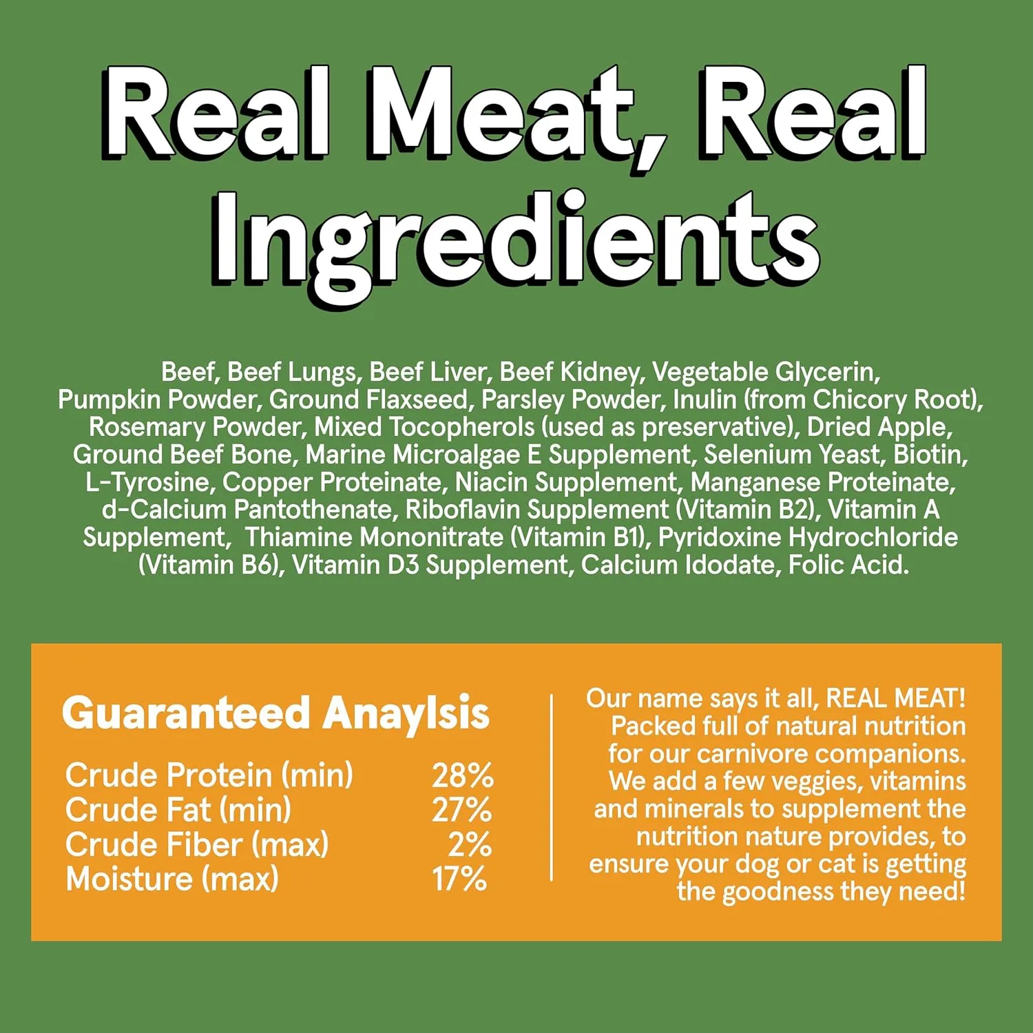 Real Meat Air Dried Dog Food w/Real Beef - 2lb Bag of USA-Crafted Grain-Free Real Meat Dog Food Sourced from Hormone-Free, Free-Range, Grass-Fed Beef - Digestible, All Natural, High Protein Beef