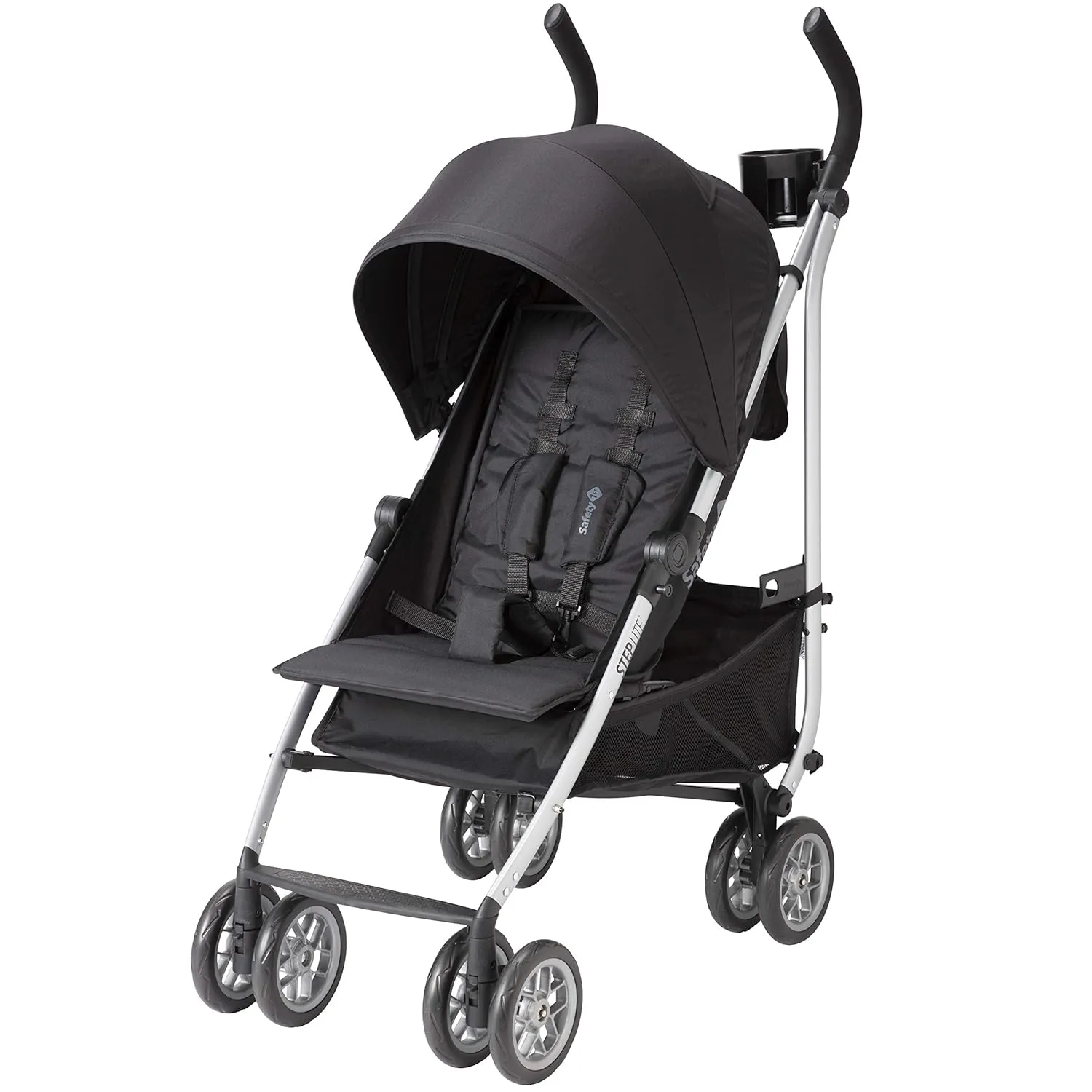 Safety 1st Step Lite Compact Stroller, Lightweight aluminum frame and a breeze to carry, at only 15 lbs, Back to Black