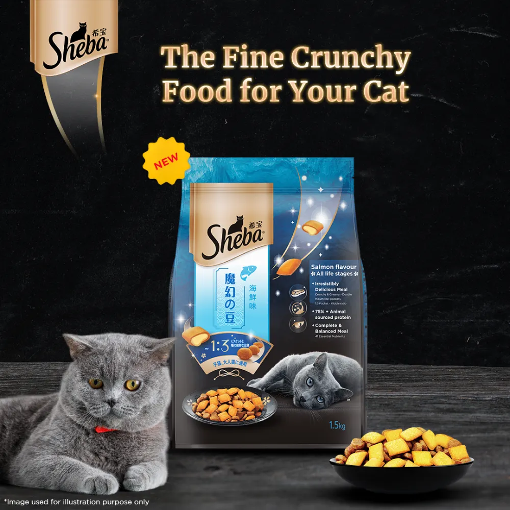 Sheba Salmon Flavour and Chicken Flavour Irresistible All Life Stage Cat Dry Food Combo (Limited Shelf Life)