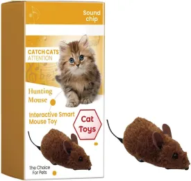 Squeaky Sound Realistic Cat Mouse Shape Toy Pull&Back Moving Mouse Shape Cat Training Scratch Toy with Squeaky Sound, 1pc