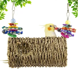 Vehomy Seagrass Bird House with Holes - Natural Hanging Hammock Swing Nest for Bird, Parrot, Hamster
