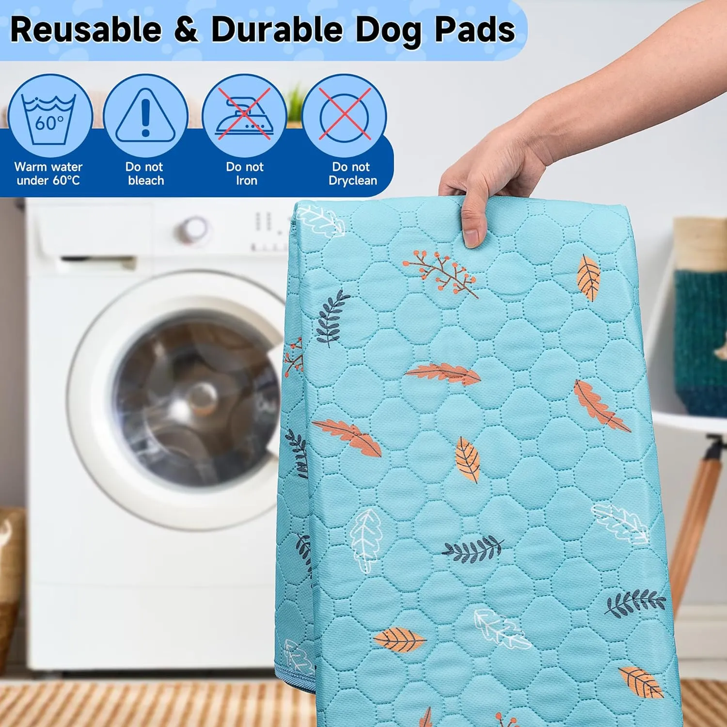 Washable Pee Pads for Dogs 72"x72", Extra Large Reusable Puppy Pads Pet Training Pads for Dog Playpen, Waterproof Pee Pads for Puppy Playpen, Whelping Pad, Dog Playpen Indoor - Sky Blue