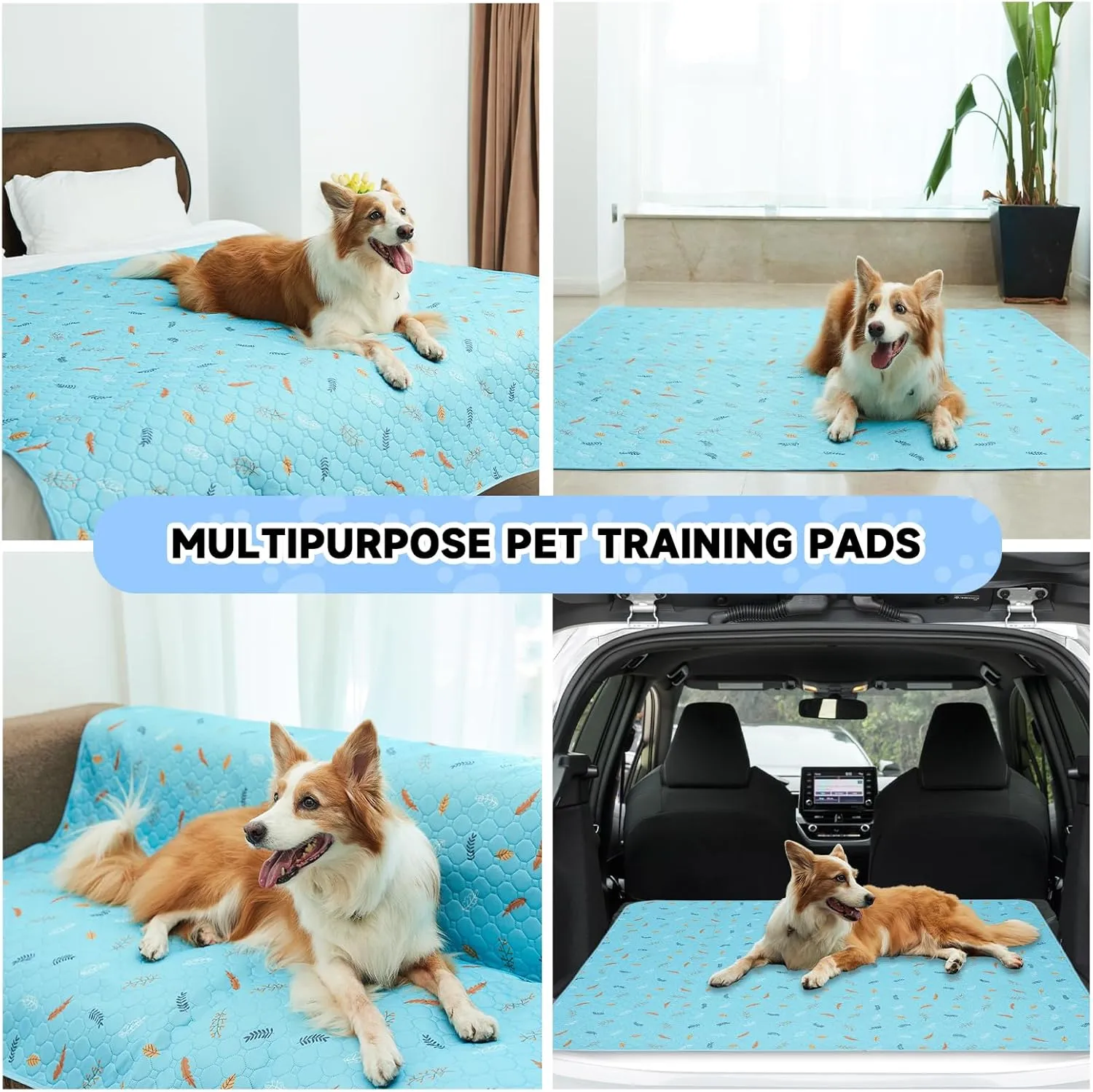 Washable Pee Pads for Dogs 72"x72", Extra Large Reusable Puppy Pads Pet Training Pads for Dog Playpen, Waterproof Pee Pads for Puppy Playpen, Whelping Pad, Dog Playpen Indoor - Sky Blue