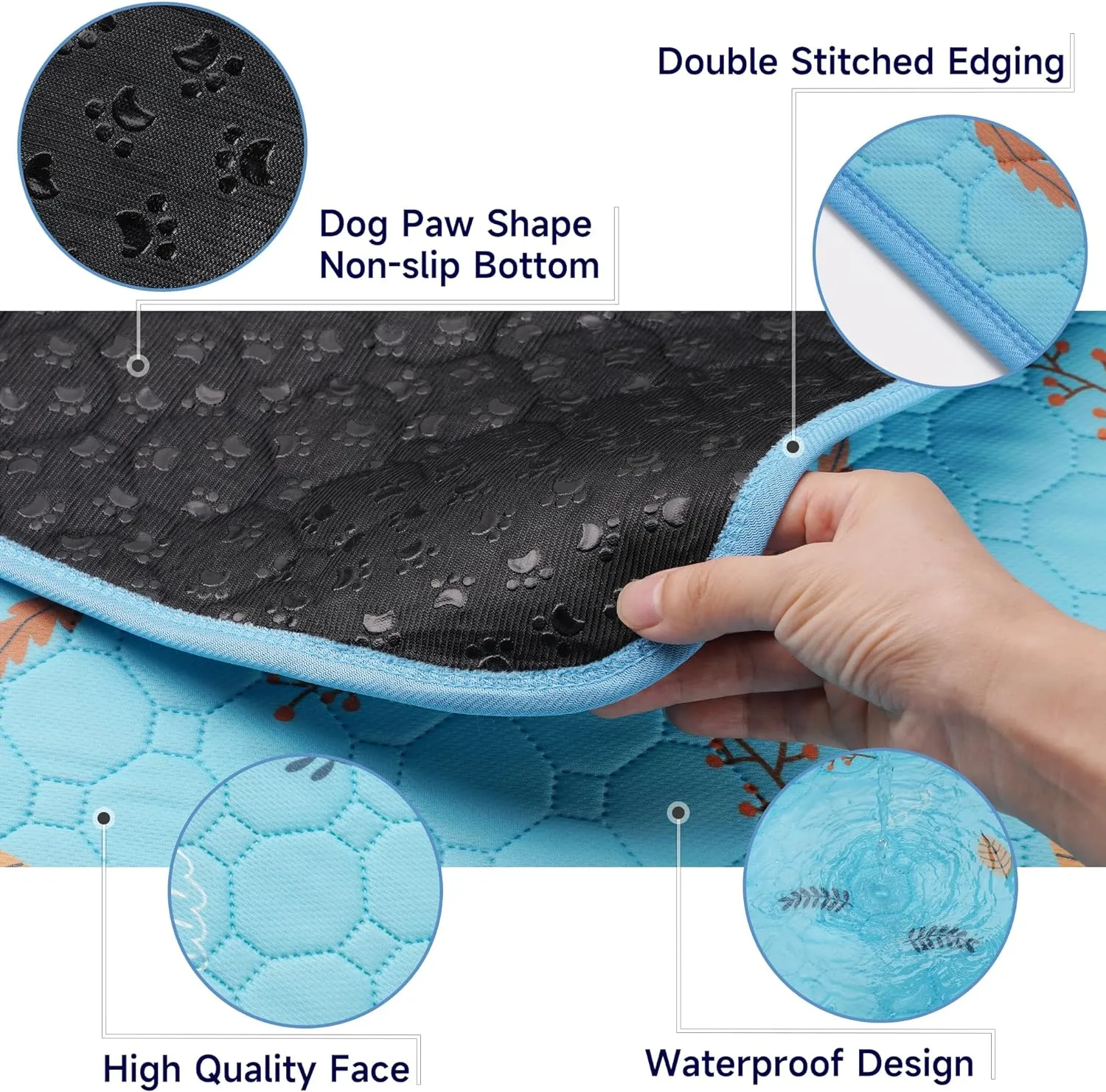 Washable Pee Pads for Dogs 72"x72", Extra Large Reusable Puppy Pads Pet Training Pads for Dog Playpen, Waterproof Pee Pads for Puppy Playpen, Whelping Pad, Dog Playpen Indoor - Sky Blue