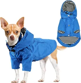 Waterproof Dog Raincoat Jacket with Hood Lightweight Adjustable Drawstring Dog Raincoat Poncho for Small Medium Puppy (Blue, XS)