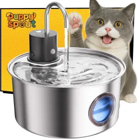 Wireless Cat Water Fountain Cordless, Cat Fountain Battery Operated - Stainless Steel Pet Fountain Rechargeable for Cats Indoor, 108oz/3.2L Automatic Cats Fountains for Drinking with Motion Sensor