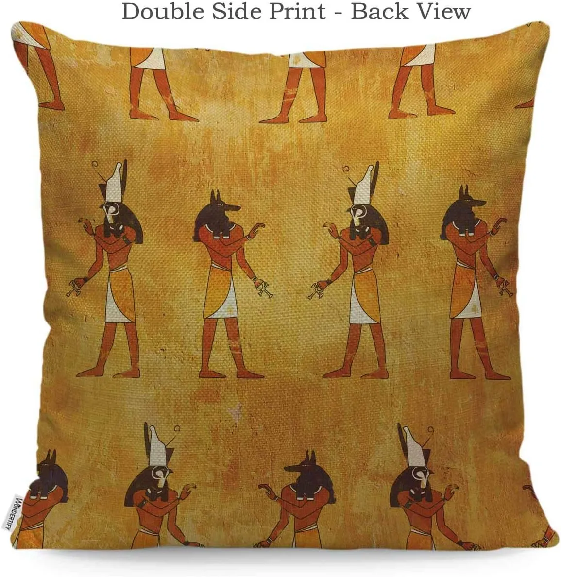 WONDERTIFY Pillow Cover Egyptian Gods Anubis and Horus Africa Antique Grunge Design - Soft Linen Pillow Case for Decorative Bedroom/Livingroom/Sofa/Farm House - Cushion Covers 18x18 Inch