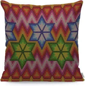 WONDERTIFY Throw Pillow Case Cover Beads of The Mexican People Huichol Ethnic Colorful Soft Linen Pillow Case for Decorative Bedroom/Livingroom/Sofa/Farm House Couch Pillow Cushion Covers 18x18 Inch