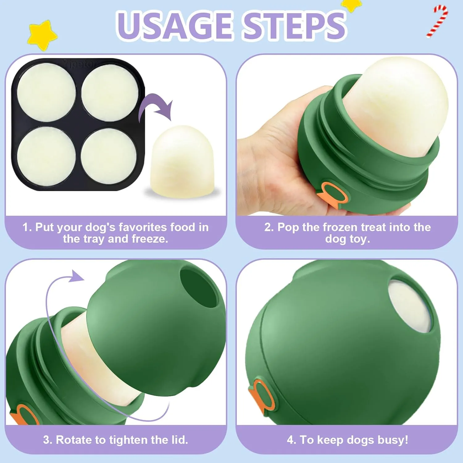 Yipetor Dog Wobbly Toys, Frozen Treat Toy, Treat Dispensing Dog Toy, Premium Treat Dog Toy, XL, Treat Dispensing Dog Toy, Large Chew Toy, Durable Natural Rubber Toy (Green)