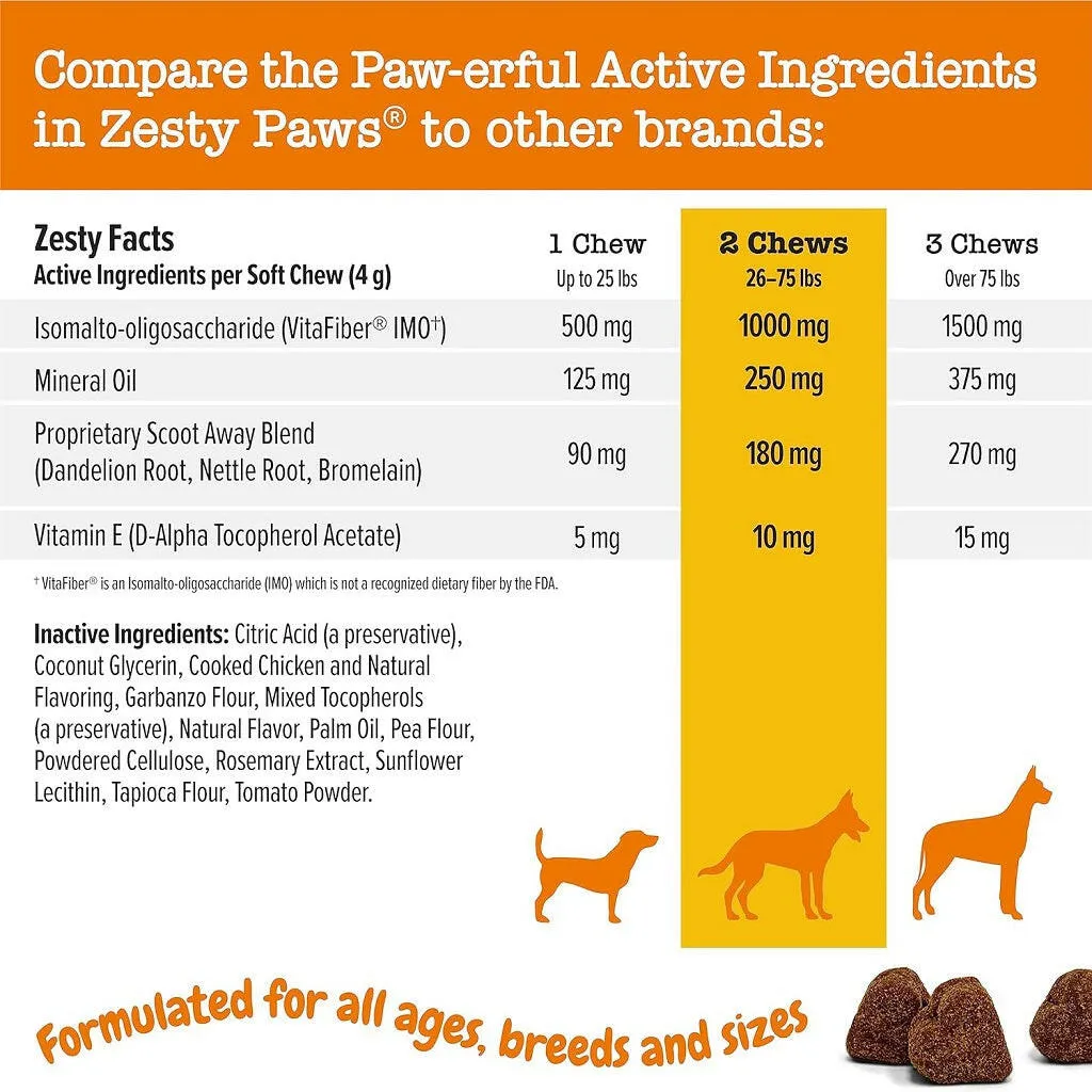 Zesty Paws Scoot Away Bites Chicken Flavored Digestive Chews for Dogs (90 ct)
