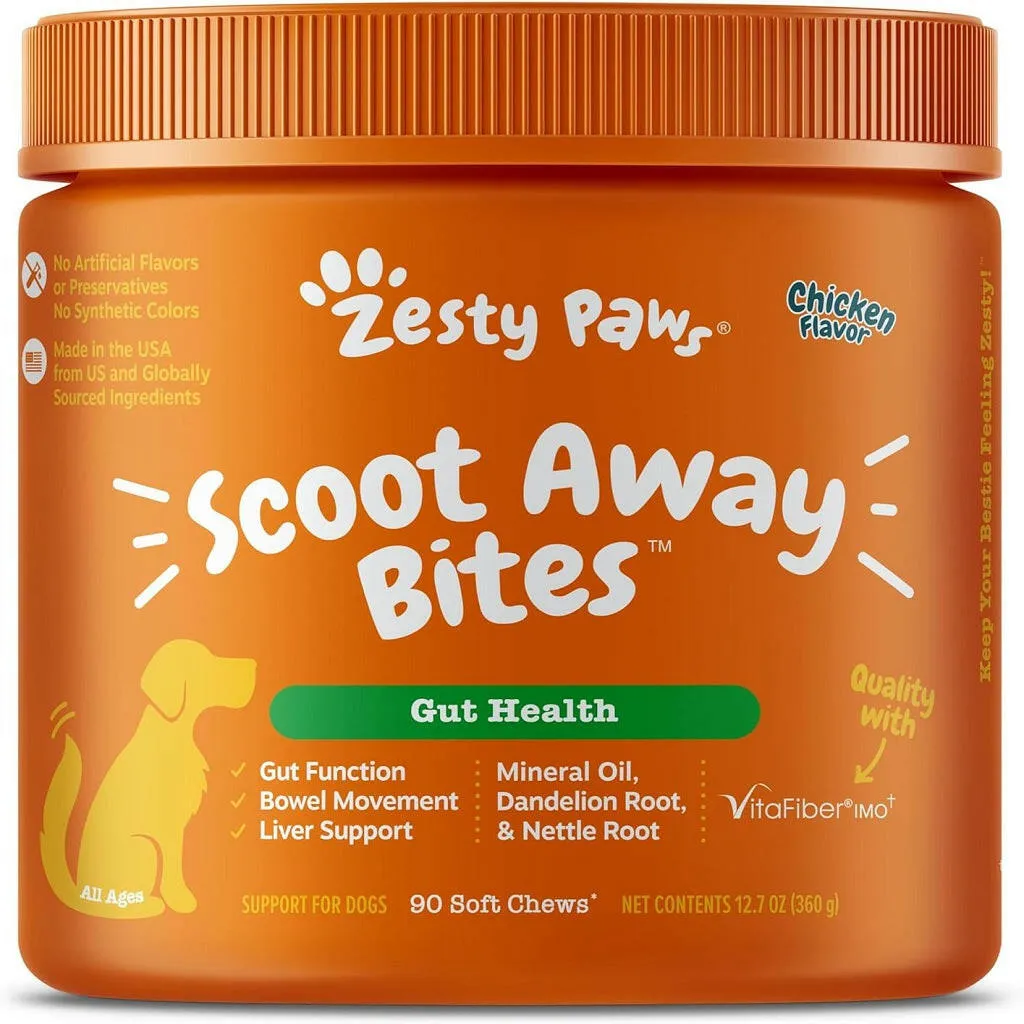 Zesty Paws Scoot Away Bites Chicken Flavored Digestive Chews for Dogs (90 ct)
