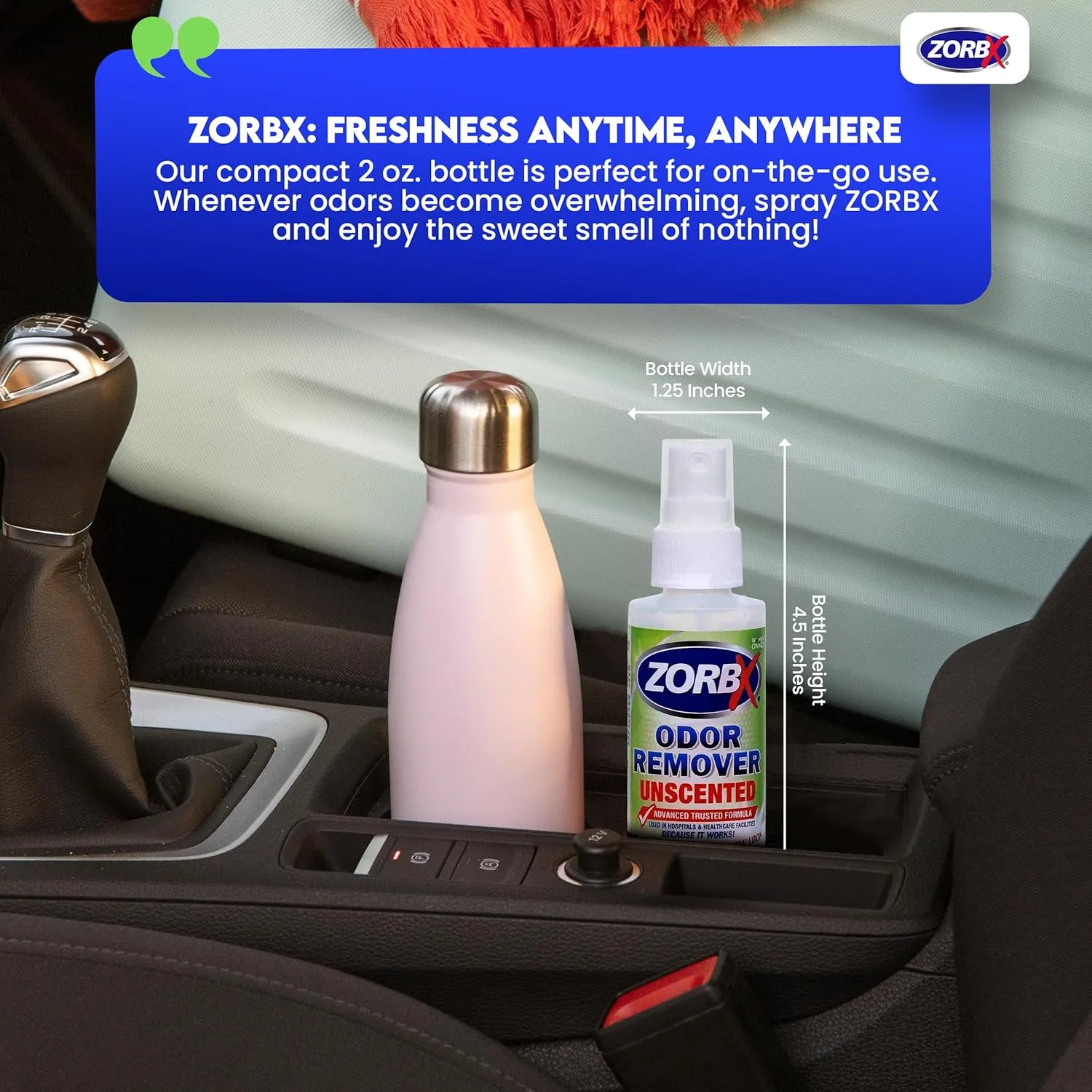 ZORBX Unscented Odor Eliminator for Strong Odor 2 Fl Oz, Pack of 2 - Used in Hospitals & Healthcare Facilities - Advanced Formula, Fast-Acting Odor Remover Spray for Dog, Cat, House & Carpet